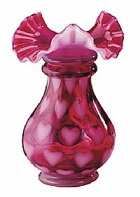 02155CR-''Heart Optic" Cranberry Vase (click picture for full description)