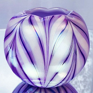 02509DO - 6'' Dave Fetty Vase in Lavender Opaque and Black<br>Studio Fenton Fall 2010