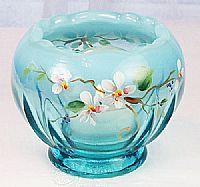 02759U6 - 3-1/2'' Aurora Rose Bowl in Spring Song on Robin's Egg Blue