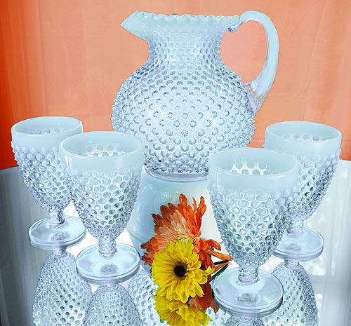 03577FO - 5 Pc. Water Set in Hobnail French Opalescent
