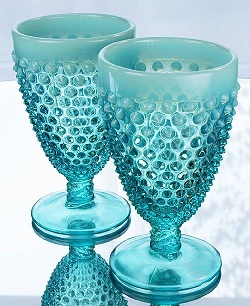 03842T1 - 5-1/2'' Goblets in Robin's Egg Blue Opalescent Hobnail