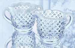 03906FO - 3'' Sugar & Creamer Set in French Opalescent Hobnail