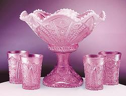 042703P -  12'' dia. Punch Bowl Set (includes 4 tumblers) in Blush Rose New