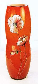04397QT - 11'' Vase in Persimmon with Milk Overlay
