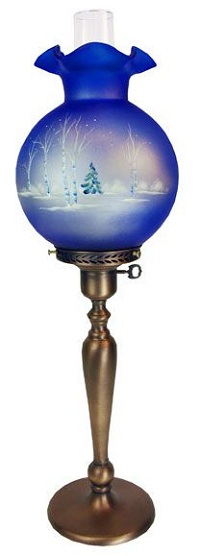 04790TN - 26-1/2'' Pillar Lamp in Serene Winter on Cobalt<b><br>Michelle Kibbe design