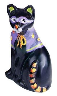 05039WB - 4'' Cat figurine in Black glass - ''Prowler'' <br><b>design by Stacy Williams