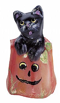 050547Y - 3 1/2'' Halloween Peekin Cat in Bag