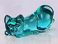 05119T6 - 4'' Stretching Kitten Figurine in Robin's Egg Blue