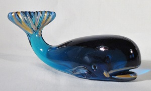 05152ZW-GE -"Indigo Blue Art Glass" Whale (click on picture for full description)