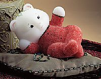 052333H-Red "PJ Babies" Opal Satin glass Bear (click picture/full details)