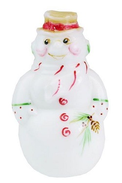 05268PW - 4'' Snowman figurine in Milk Glass - "Kane"<br> <b>Kim Barley design