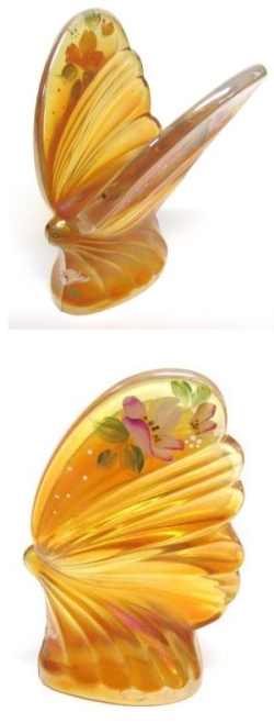 05271R4 'Stylized Butterfly' in "Marigold Carnival" Art Glass with "French Opalescent" (click picture for details)