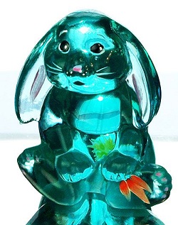 05293Q8 - 3-1/2'' Lop Ear Bunny figurine in Robin's Egg Blue<b><br>Stacy Wililams design