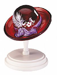 05385MZ - 4 1/2'' Handpainted Ruby Hat w/stand