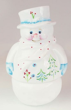 05940PT - 7-1/2'' Snowman Fairy Light in Milk Glass - ''Bayberry''<br> <b>Kim Barley design