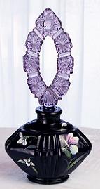 071933O -  7-3/4'' Ribbed Perfume with Violet Stopper and Black bottom