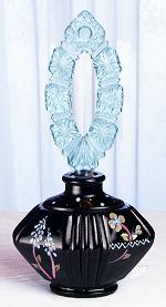0719353 -  7-3/4'' Black Ribbed Perfume with Blue Topaz Stopper