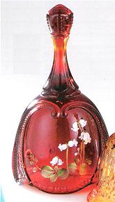 07566DF - 7" Ruby Bell with hand painted floral design