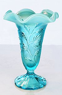 07719T1 - 8'' Intaglio Vase in Robin's Egg Blue Opalescent