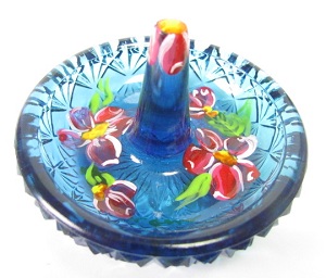 09144ZW-GERR-1 -"Indigo" Art Glass 'Ringtree/Jewelry Holder' (click on picture for full details)