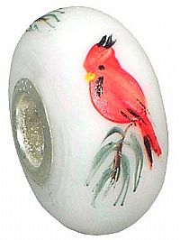 0B008AHPAB - 3/8'' dia. Glass Bead ''Cardinal on Pine''