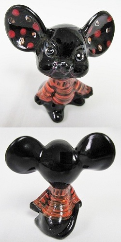 05148Z1-GEOSS - 'Snazzy' Fenton "Black" Art Glass Mouse (click on picture for full details)