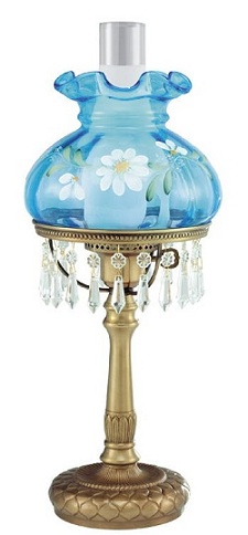 F7144JI - 20 1/2 inch Celeste Blue Student Lamp,<b> with Prisms
