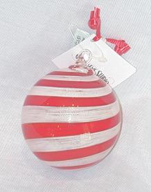 GE006Orn - White with red candy cane swirl