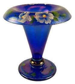 V640HP - 6 1/2" Rolled Rim Vase in Cobalt Blue Stretch Glass