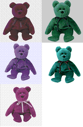 Teddy (New Face) Bear - Set of 5 - Beanie Baby