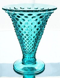03599T6 - 7 1/4\" Hobnail Flare Vase in Robin\'s Egg Blue