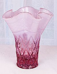 04317PF - Fenton 'Cape Cod' Swung Vase in "Blush Rose" (click on picture for full description)