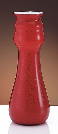 043626T - 11 3/4'' Red Sparkle Milk Glass, Mica and Ruby Vase