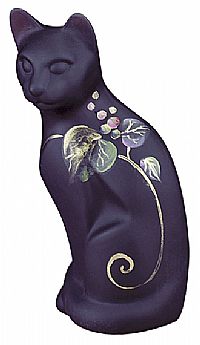 05065AX 'Berry Confection', "Aubergine" Art Glass, stylized Cat (click on picture for details)