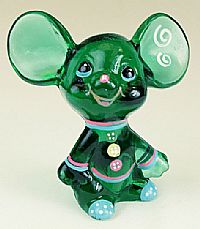 05148M2 - 3\'\' Mouse figurine in Emerald<br> <b>with Kim Barley design