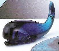 05152ZW - \"Indigo Blue\" Art Glass Whale (click on picture for full details)