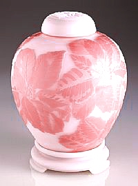 5302HT-Sandcarved Kelsey Murphy 'Ginger Jar' in "Rosalene" Art Glass (click on picture for full details)