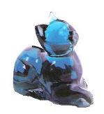 05318ZW-"Indigo Blue" Stylized Cat (click on picture for full description)