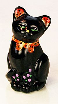 5365V5 \"Black\" Art Glass Mini Kitten figurine, \"Dot\"<br> (Click on picture for fulll details)