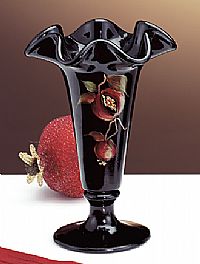 05983YM - 7'' Pomegranates on Black Trumpet Vase