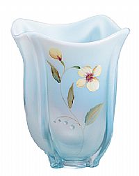081557T - 7\'\' Sand Petals on Aquamarine Opalescent Stretch Vase