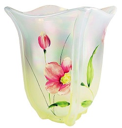 08155EV 7'' Square Vase<br>French Opalescent<br><b>KIM BARLEY Design</b><br>(Click on Picture for details)<br>