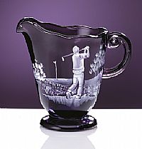 08164D5 - 4 1/4'' Mary Gregory Style Aubergine Handpainted Pitcher