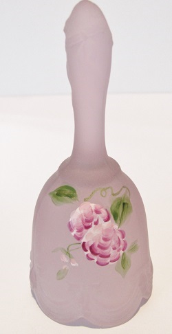 09266V2 -'Bow & Drape' Bell, <b>SATIN,</B> "Madras Pink" ArtGlass,<b> Stacy Williams''Berries''Design(Click picture details)
