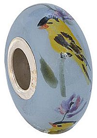 0B003AHPAD - 3/8\'\' dia. Glass Bead \'\'Goldfinch on Thistle\'\'