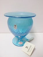 1168KA \"Celeste Blue\" Art Glass Footed Vase<br> (click on picture for full details)