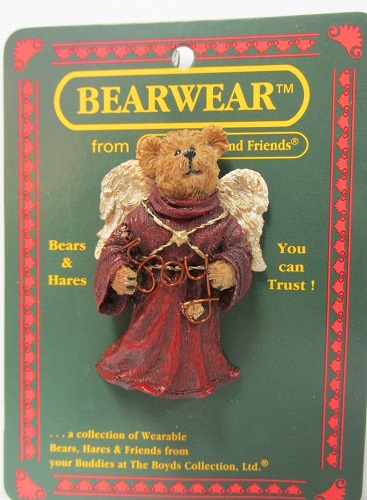 26092 "Joy" Christmas Angel Bear<br>Boyds BEARWEAR PIN<BR>(Click on picture for full details)<br>
