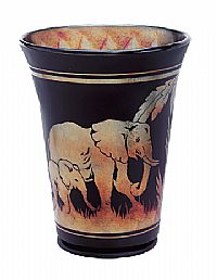 02744E6 - 8\'\' Elephant Walk on Black Marigold Vase