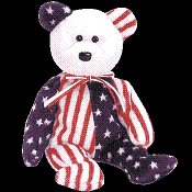 Spangle-White Face American Bear<br> RARE SWING TAG ERROR<BR>Ty Beanie Baby<br>(Click Picture for FULL DETAILS)