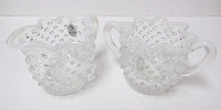 3906FO - Sugar & Creamer Set, "French Opalescent" Art Glass, Hobnail Pattern (click on picture for full description)